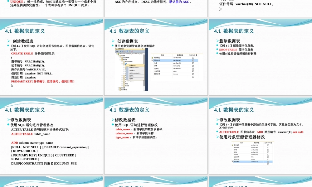 数据库原理及应用《第4章 数据表基本操作》课件.pptx