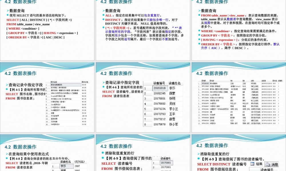 数据库原理及应用《第4章 数据表基本操作》课件.pptx