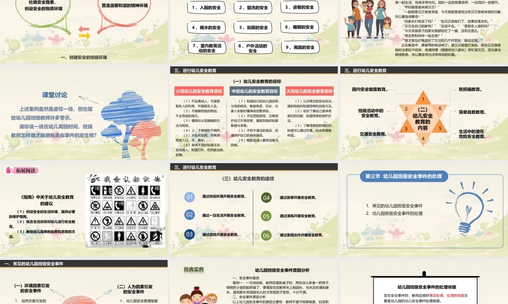 幼儿园班级管理《第六章 幼儿园班级的安全管理》课件.ppt