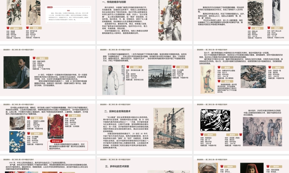 人教版中职美术鉴赏与实践基础模块《第二单元 第4课 中国近代美术》课件.pptx