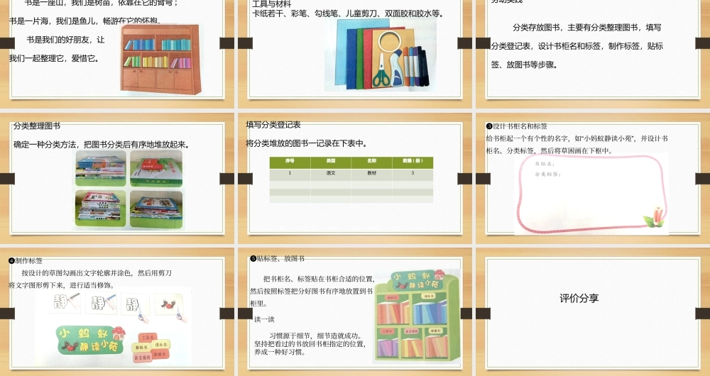 鄂教版小学劳动三年级下册《1.我的图书分类放》课件.pptx