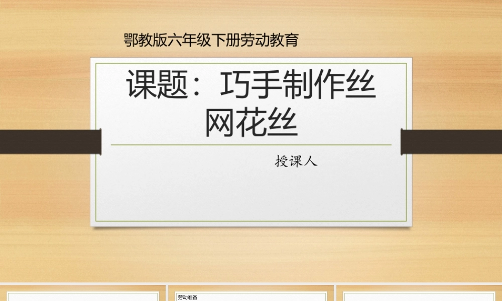 鄂教版小学劳动六年级下册《6.巧手制作丝网花丝》课件.pptx