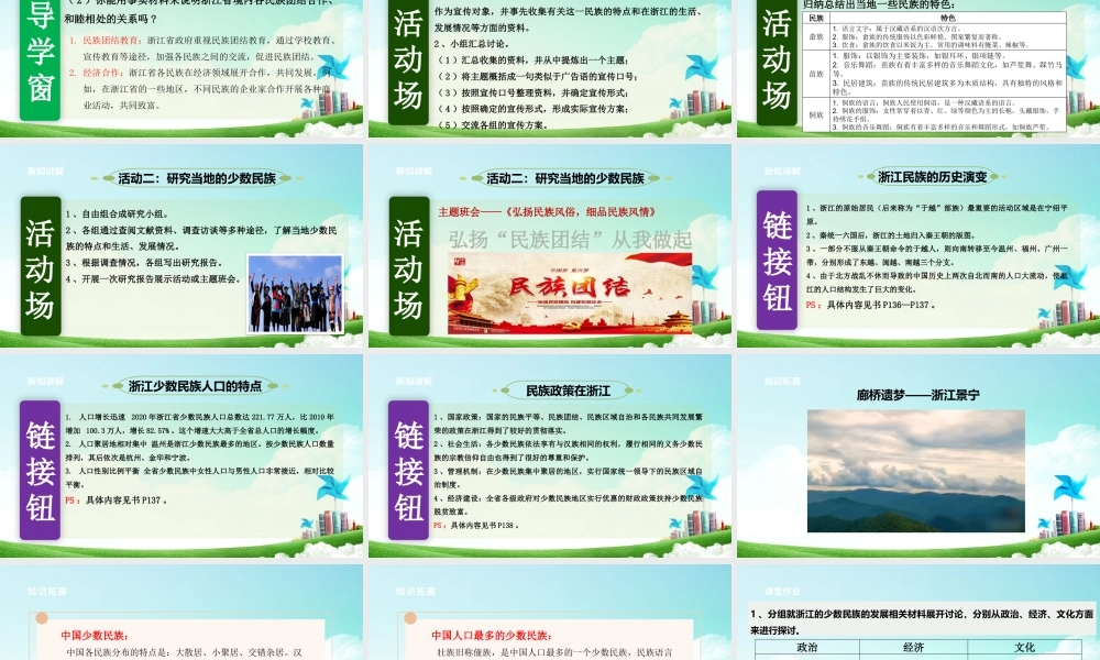 浙摄影版人 自然 社会初一年级第23课《民族团结的大家庭》课件.pptx