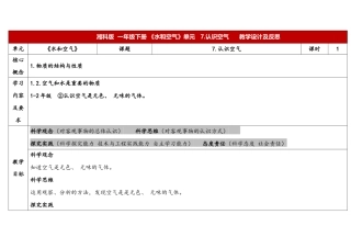 湘科版（2024）一年级科学下册《2.7认识空气》教案.docx