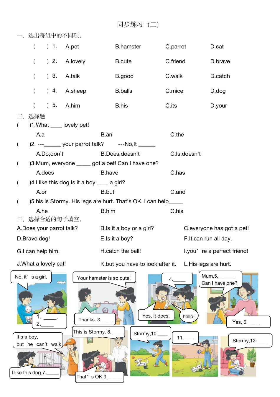 剑桥Join In(2024)四年级英语上册《Unit 6 Our animal friends》同步练习含答案.pdf_第2页