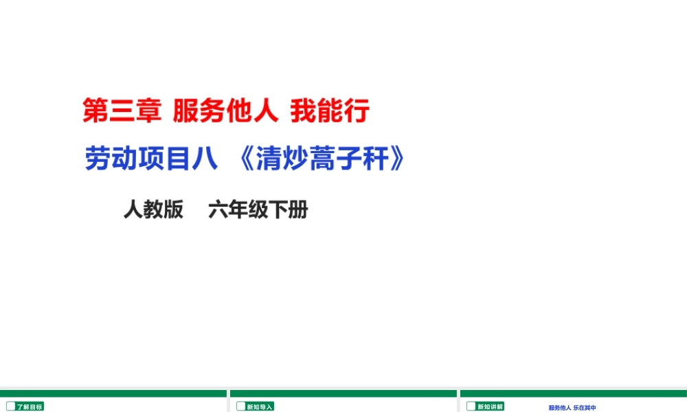 人教版劳动教育六年级下册劳动项目八《清炒蒿子秆》课件.pptx