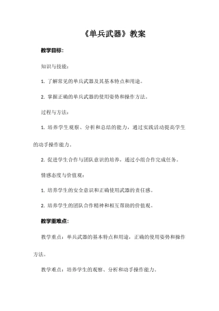 安徽大学版综合实践活动六年级上册《单兵武器》（教案）.docx