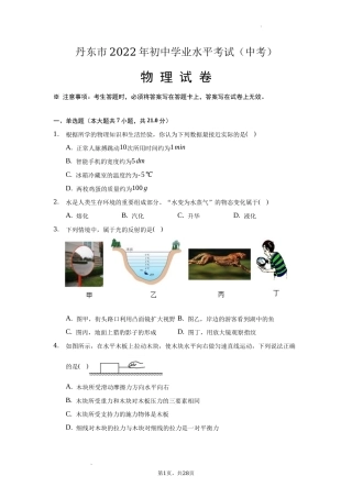 2022年辽宁省丹东市中考物理试题卷（含答案及解析）.docx