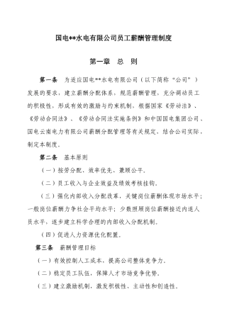 国电某水电有限公司 员工薪酬管理制度员工薪酬管理制度.docx