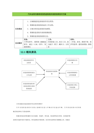 汽车运用与维修项目防盗系统失效的检修技术方案.docx