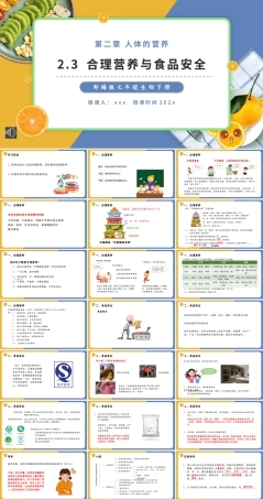 部编版七年级生物下册《合理营养与食品安全》课件PPT（带动画）.pptx