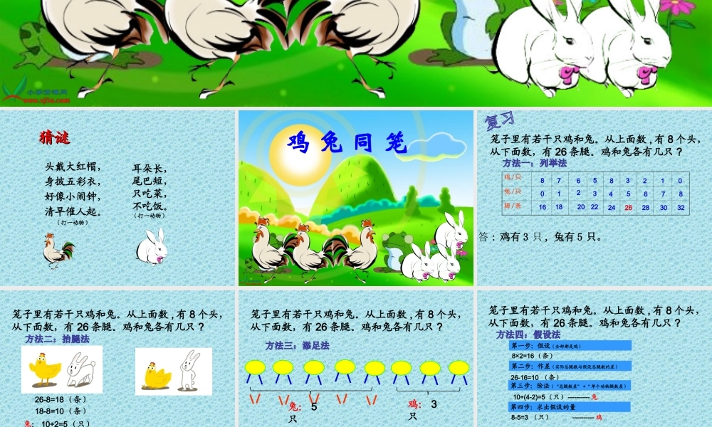 青岛版（五四学制）五年级下册数学《智慧广场-鸡兔同笼 》PPT课件 (共18页).ppt