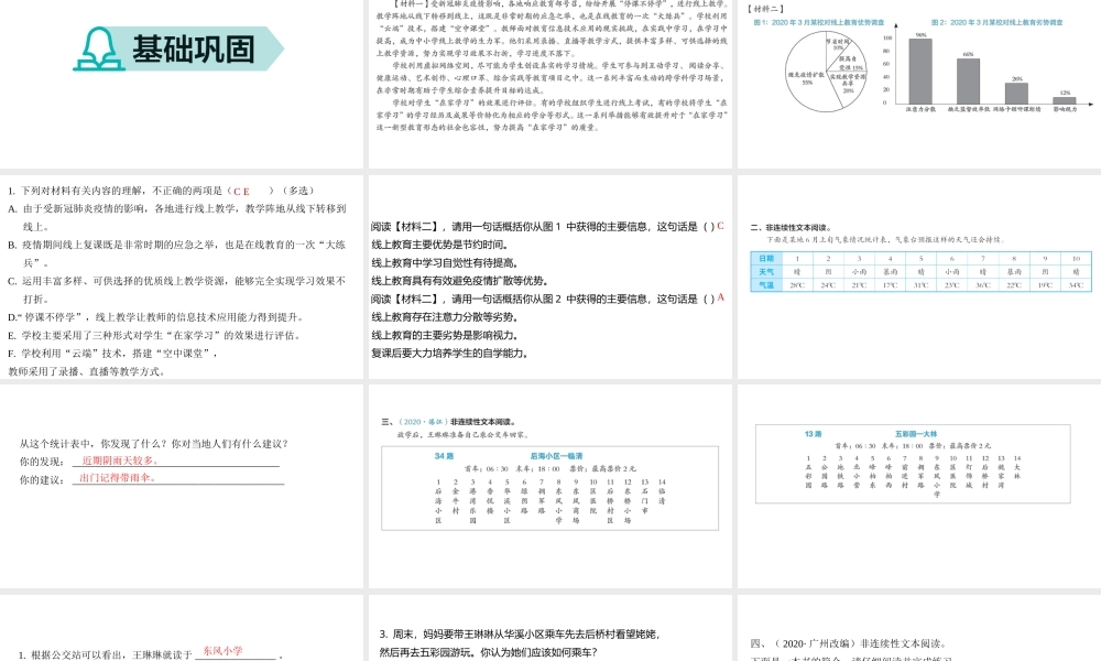 部编版六年级下册语文小升初一轮复习《专题十二　非连续性文本阅读 》课件(共20页).ppt