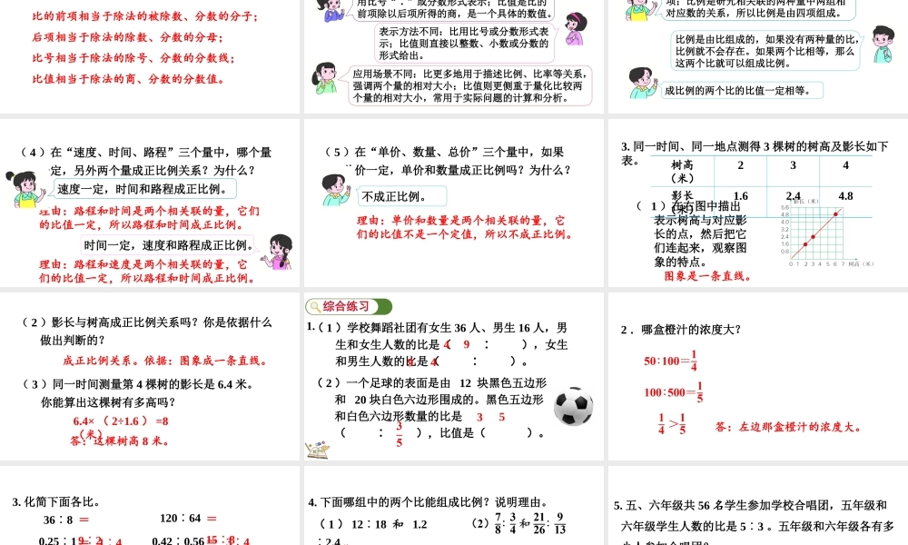 最新冀教版（2026）六年级数学上册五比和比例整理与复习课件.pptx
