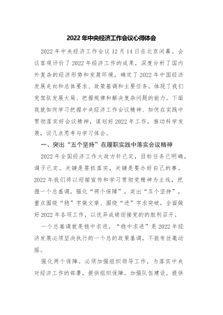 学习2022年中央经济工作会议心得体会感悟范文2篇.docx