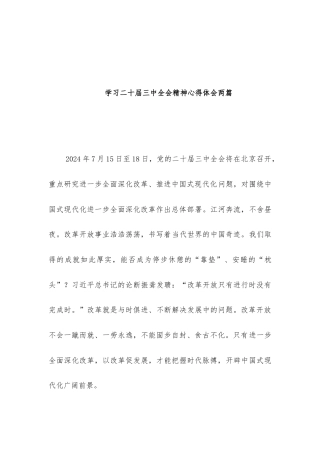 学习二十届三中会议精神心得体会两篇.docx