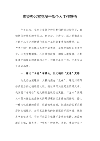 办公室党员干部个人工作感悟范文.docx