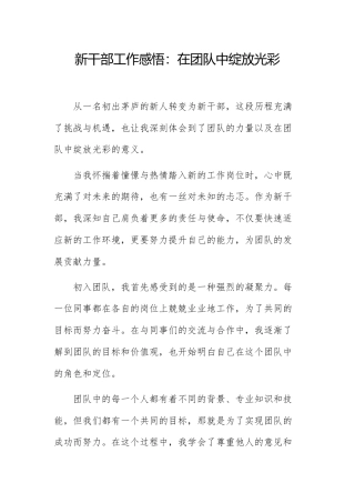 新干部工作感悟：在团队中绽放光彩.docx