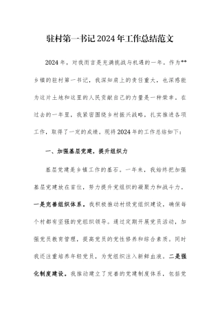 驻村第一书记2024年工作总结范文.docx