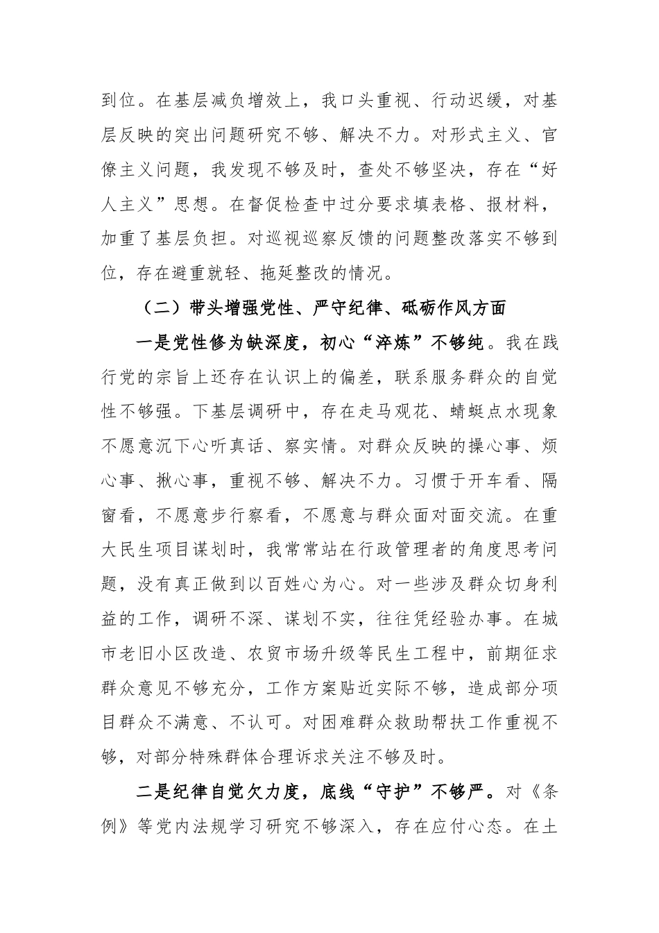 2024年度市长民主生活会对照检查材料（新四个带头）例文.docx_第3页