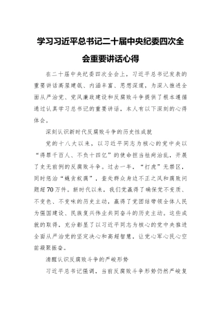 学习二十届中央纪委四次全会重要讲话心得体会3篇.docx