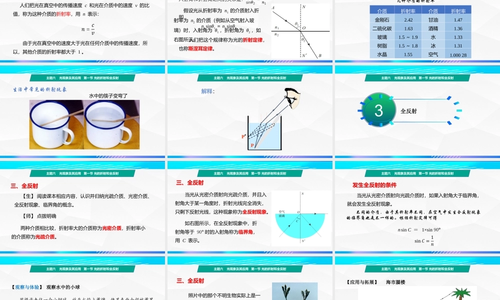 第一节+光的折射和全反射（教学课件）-【中职专用】高中物理（高教版通用类）.pptx