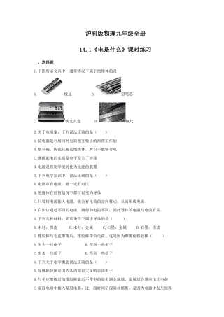 2021年沪科版物理九年级全册14.1《电是什么》课时练习（含答案）.doc
