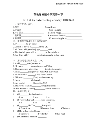苏教译林版小学英语六下《Unit 6 An interesting country》同步练习.pdf