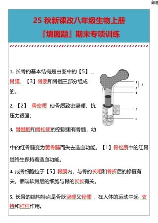【2025秋新版】八年级生物上册填图题期末专项训练_2025年新版.docx