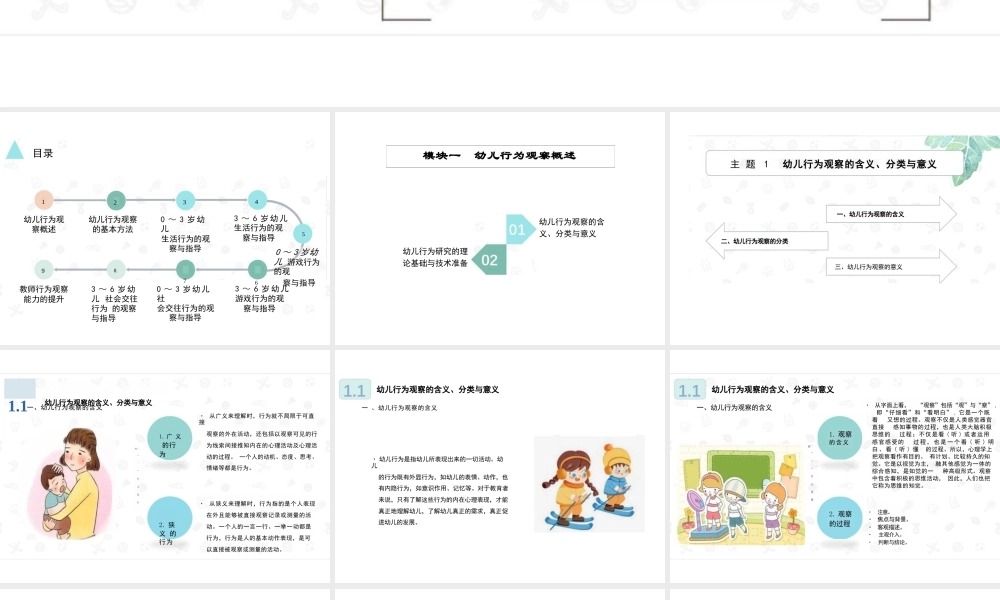 2025年-幼儿行为观察与指导ppt全套教学课件-于开莲.pptx