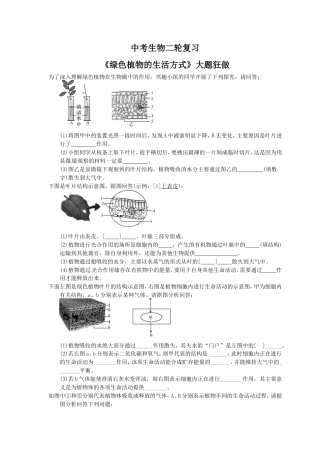 中考生物二轮复习《绿色植物的生活方式》大题狂做（含答案）.doc