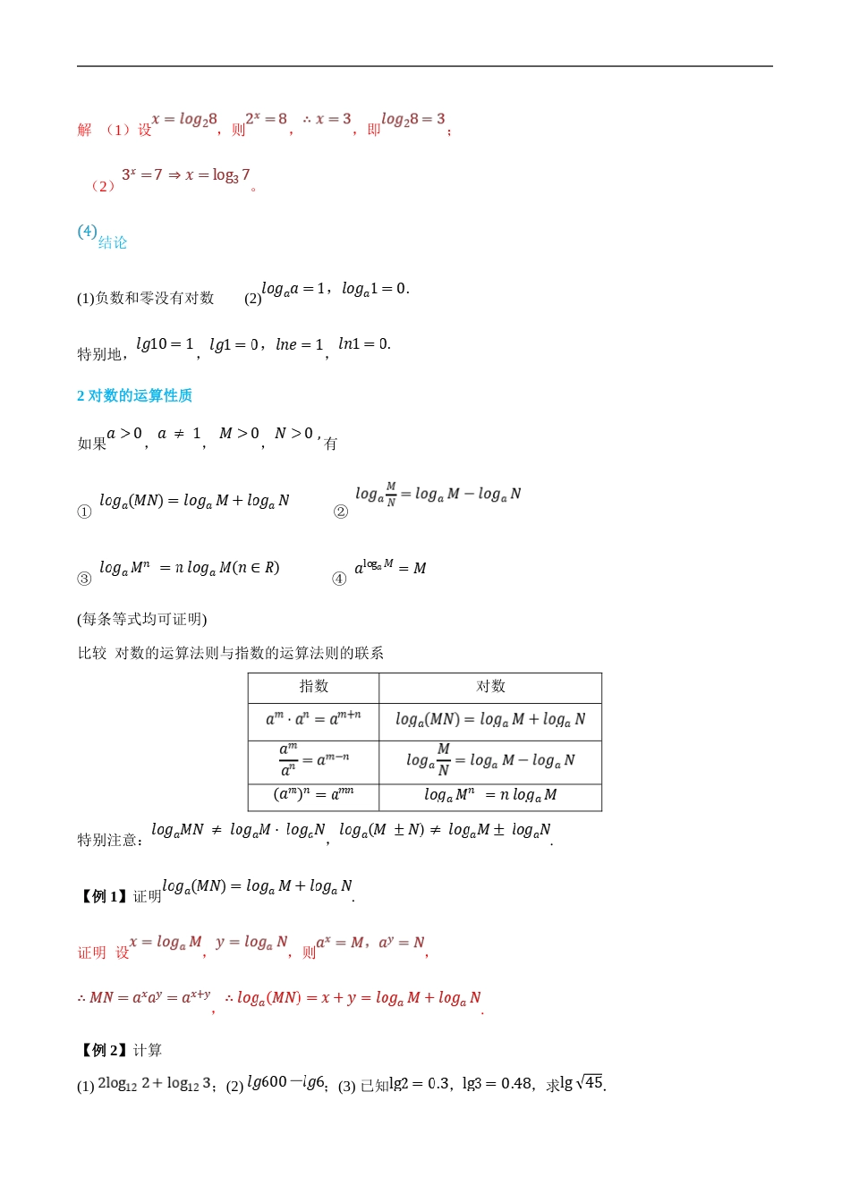 (新高一)初升高数学暑假衔接班精品讲义2.5.4 对数（教师版）.doc_第2页