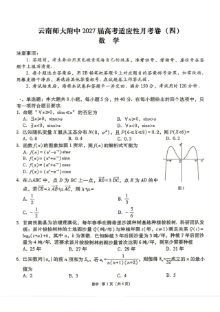 云南师范大学附中2027届高三上学期适应性测试（四）数学试题（含答案详解）.pdf