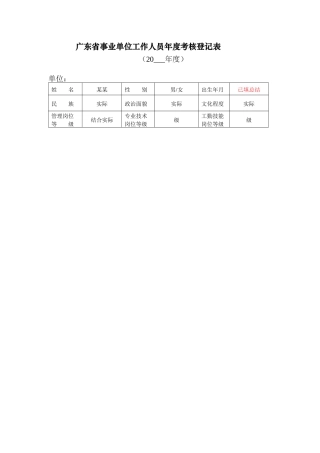 (总结已填)广东省事业单位工作人员年度考核登记表教师版含心理健康、德育、女生工作、班主任等.doc