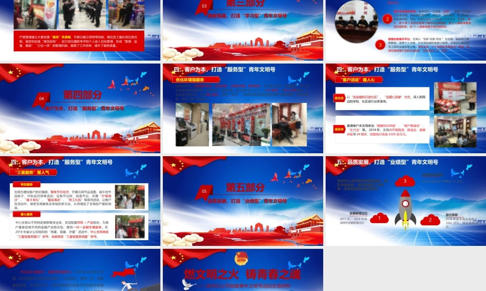 燃文明之火,铸青春之魂——XX分公司创建青年文明号活动交流材料.pptx