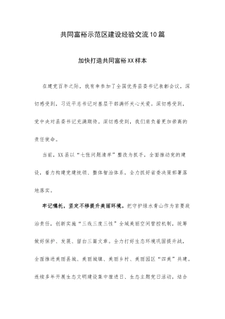 共同富裕示范区建设经验交流10篇.docx