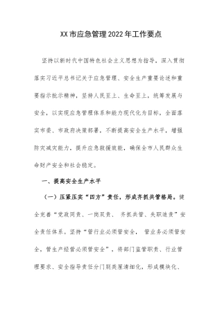XX市应急管理2022年工作要点.docx