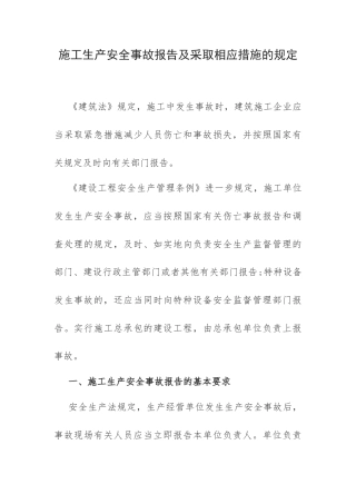 施工生产安全事故报告及采取相应措施的规定.docx