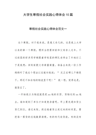 大学生寒假社会实践心得体会10篇.docx