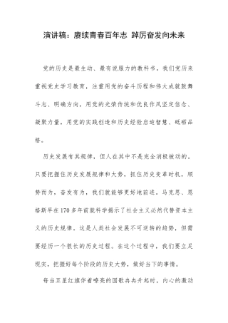 演讲稿：赓续青春百年志 踔厉奋发向未来.docx
