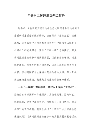 X县水土保持治理典型材料.docx