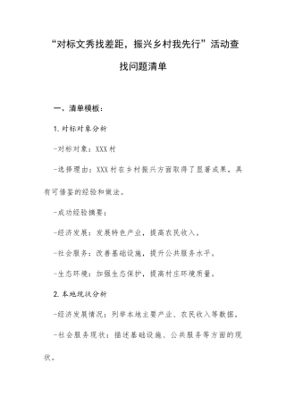 “对标文秀找差距振兴乡村我先行”活动查找问题清单.docx