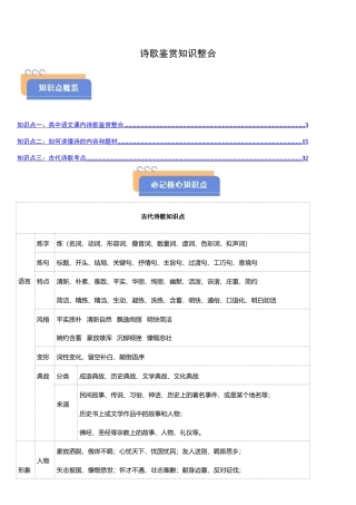 诗歌鉴赏知识整合-高考语文冲刺抢押秘籍.docx
