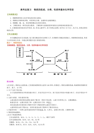 （通用）2026高考化学重难点系列讲义：物质的组成、分类、性质和基本化学用语（基础）+巩固练习附解析.doc