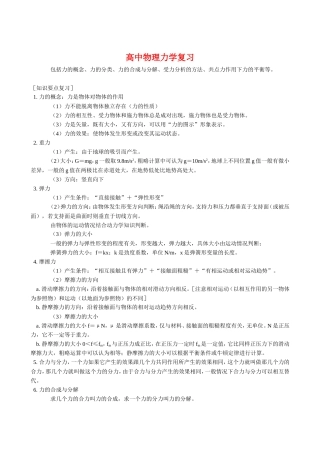 高中物理力学专题复习归纳.doc