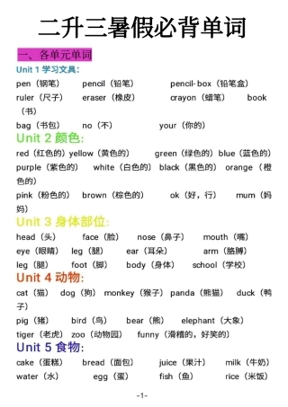 小学二升三英语暑假必背单词、句子、重点句型.pdf